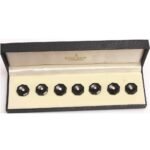 Octagonal Black BandhGala Buttons with Gems in .925 Silver - Image 2