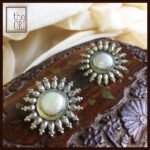 Surya Studs with Pearl in .925 Sterling Silver. Size 32mm