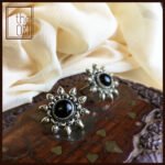 Surya Studs (small) with Black Onyx in .925 Sterling Silver. Size 25mm
