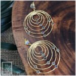 Orbital Hoops with Moonstone in .925 Sterling Silver and Gold Polish. 70mm Size
