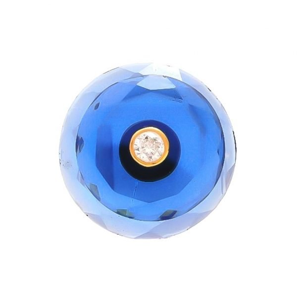 Faceted Double Round Blue BandhGala Buttons with Gems in .925 Silver