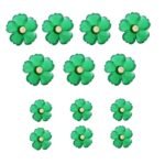 Hand Carved Green Flower BandhGala Buttons with Gems in .925 Silver - Image 4