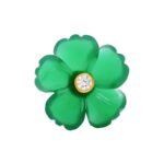 Hand Carved Green Flower BandhGala Buttons with Gems in .925 Silver