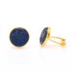 Hand Carved Blue Cufflinks set in .925 Silver