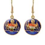 Mayo College Coat of Arms Earrings in Sterling Silver and Blue Enamel