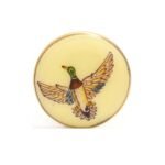 BandhGala Buttons with Hand Painted Bird in .925 Silver and Enamel