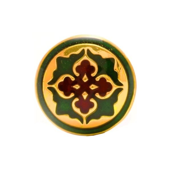 .925 Silver Encrusted Motif on Sherwani Buttons in Red Green Enamel