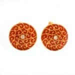 .925 Silver Designer Cufflinks with Maroon Enamel & Swavroski Gem - Image 3