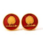 Mayo College Gold Plated Mayoor Cufflinks with Maroon Enamel - Image 2