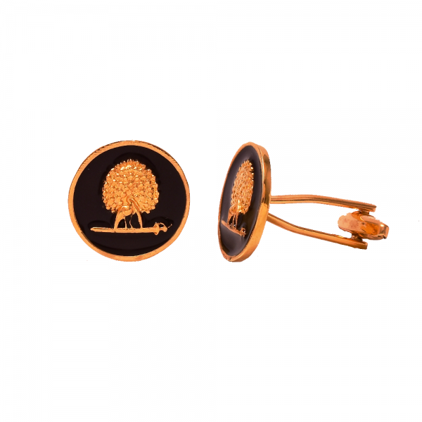 Mayo College Gold Plated Mayoor Cufflinks with Black Enamel