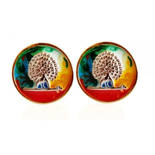 Mayo College PachRanga - Silver & Gold Plated Mayoor Cufflinks