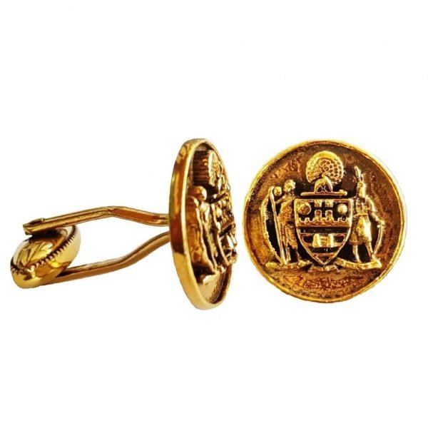 Mayo College Coat of Arms Cufflinks in Silver with Antique Gold Finish
