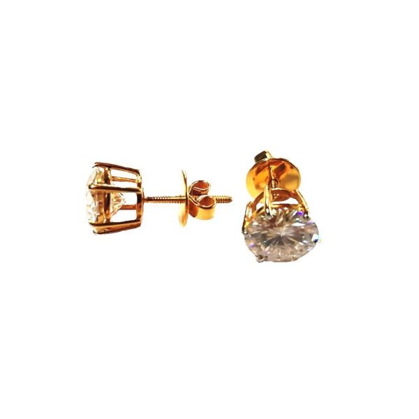 Moissanite Diamond Solitaire Basket Type Earrings