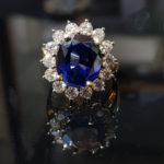 Royal Ring - Created Blue Sapphire and Moissanite Diamonds - Image 2