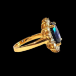 Royal Ring - Created Blue Sapphire and Moissanite Diamonds