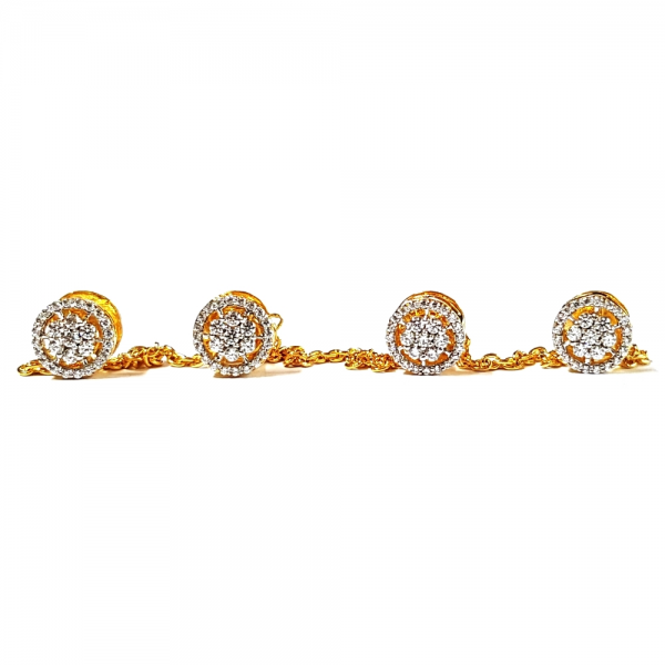 Designer Kurta Buttons - Gold Plated Silver and Swarovskis