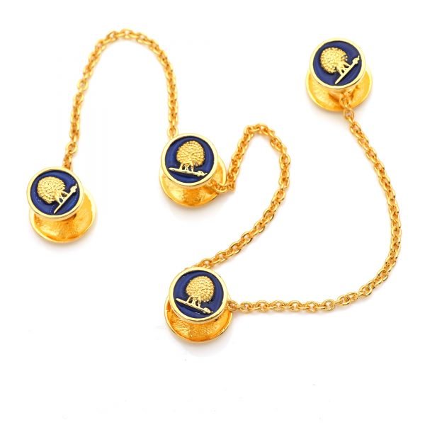 Mayo Kurta Buttons - Mayoor - Gold Plated - Blue Enamel