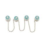 Mayo Kurta Buttons - Mayoor - Silver Plated - Turquoise Enamel - Image 4