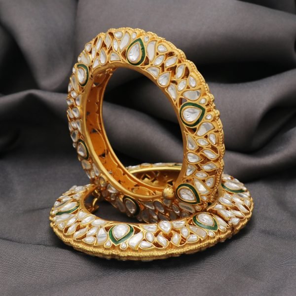 Celebrity Collection - Kundan Bangles - Gold Plated Silver