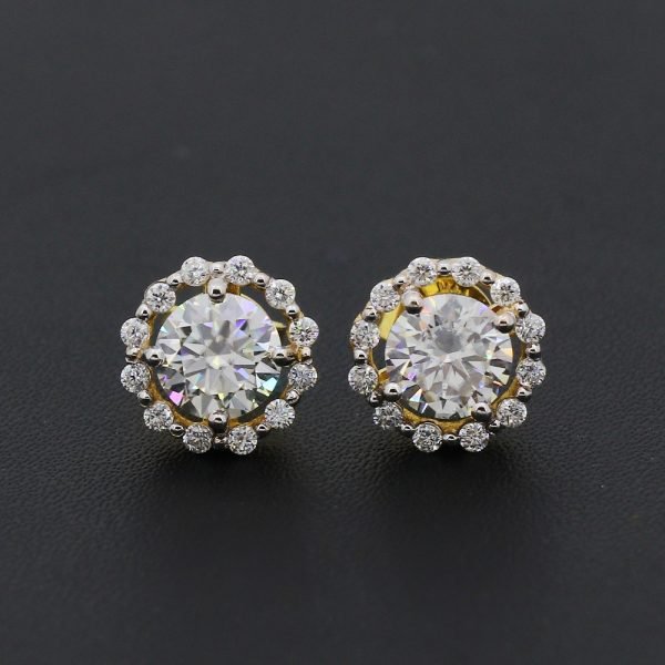 2 ctw. Moissanite Diamond Designer Halo Earrings