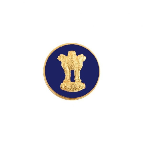 Golden Ashok Stambh 92.5 Sterling Silver Lapel Pin - Blue Enamel