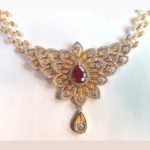 Designer Moissanite Diamonds & Created Rubies Necklace Set - Image 5