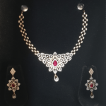 Designer Moissanite Diamonds & Created Rubies Necklace Set - Image 3