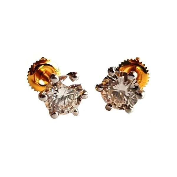 Six Prong Round Moissanite Diamond Solitaire Studs