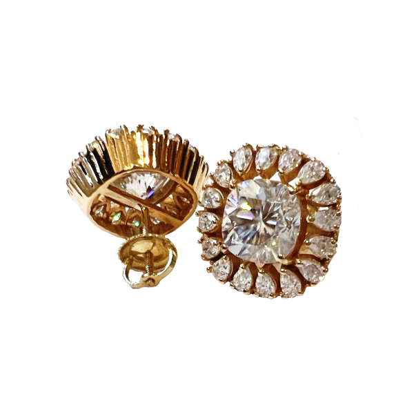 6.40 ctw. Moissanite Diamond Cushion and Pears Studs
