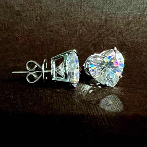 7 ctw. Solitaire Heart Shape Moissanite Diamond Studs
