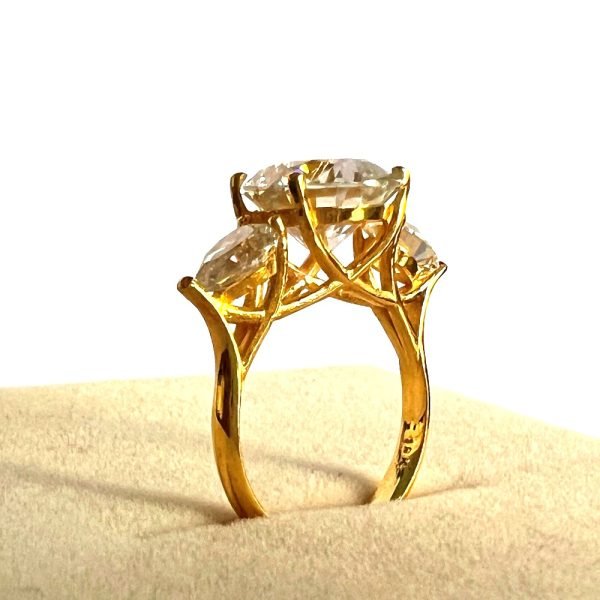 6.40 ctw. Moissanite Diamond Three Stone Ring - Round and Pears