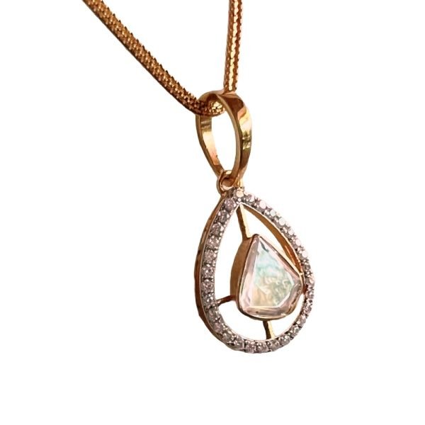 Moissanite Diamond Polki Pendant with accents