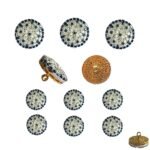 Designer Two Tone Sapphire & Diamond Bandhgala Buttons - Image 8