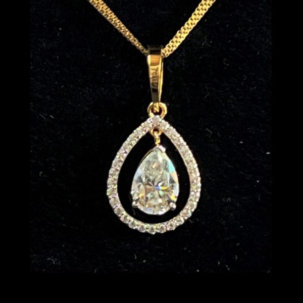 Drop Shape Moissanite Diamond Pendant