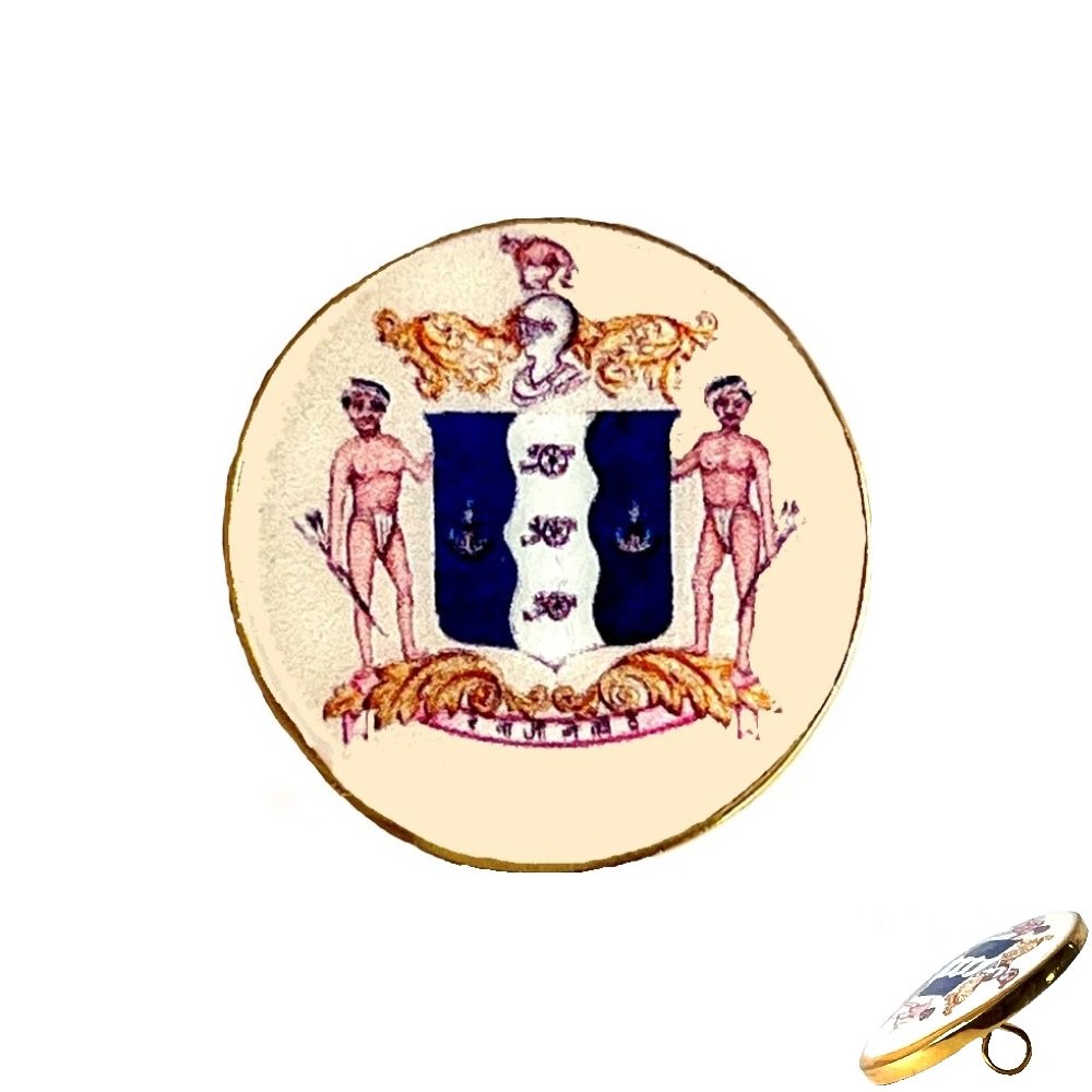 S932BB Royal Bandhgala Buttons - Rajpipla State - Painted Crest - Image 1