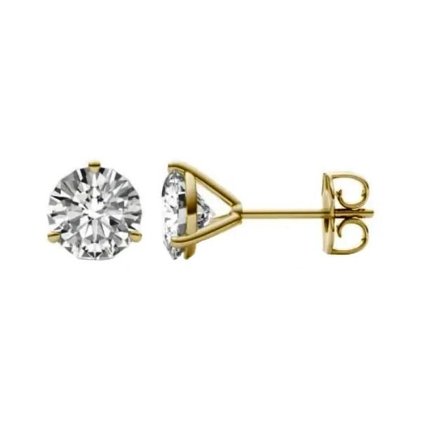 Three Prong Martini Setting Moissanite Diamond Studs