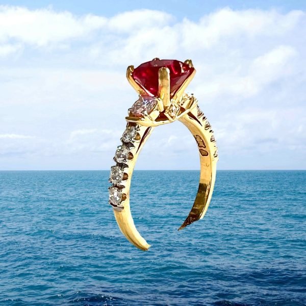 Created Ruby and Lab Grown Diamond Ring