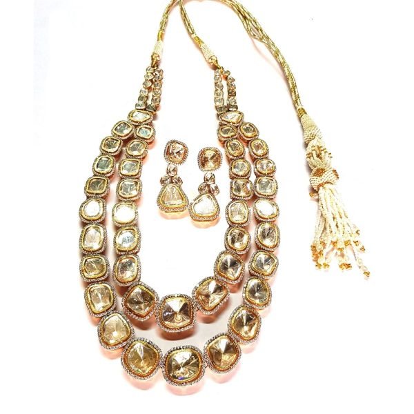 80 ctw. Two Line Lab Grown Diamond Polki Fusion Necklace