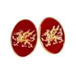 English Lion Double Cufflinks- Dark Red Enamel - Image 6