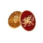 English Lion Double Cufflinks- Dark Red Enamel - Image 2