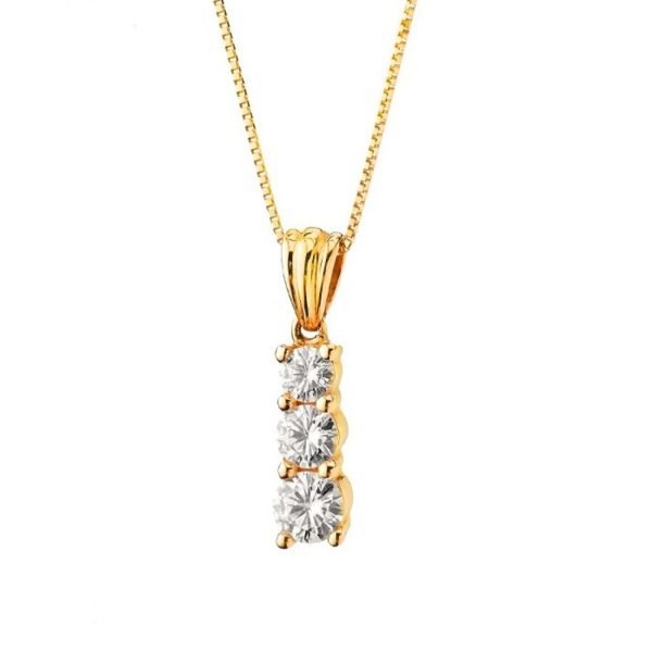 3 Stone Moissanite Diamond Pendant