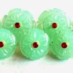 Carved Green Stone BandhGala Buttons with Gems