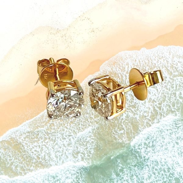 4ct Round Classic Lab Grown Diamond Solitaire Studs