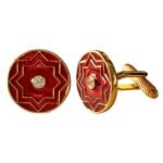 Celestial Radiance Cufflinks in Rich Red Enamel - Image 4