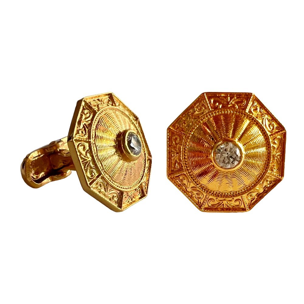 S1003 (1) Regal Octagon Golden Cufflinks - Image 1