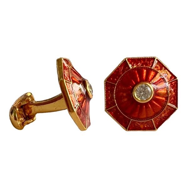 Regal Octagon Cufflinks in Rich Red Enamel