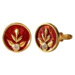 Imperial Laurel Cufflinks in Rich Red Enamel - Image 3