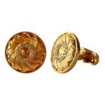 Designer Gold Floral Cufflinks with Swarovski Accents - Image 4