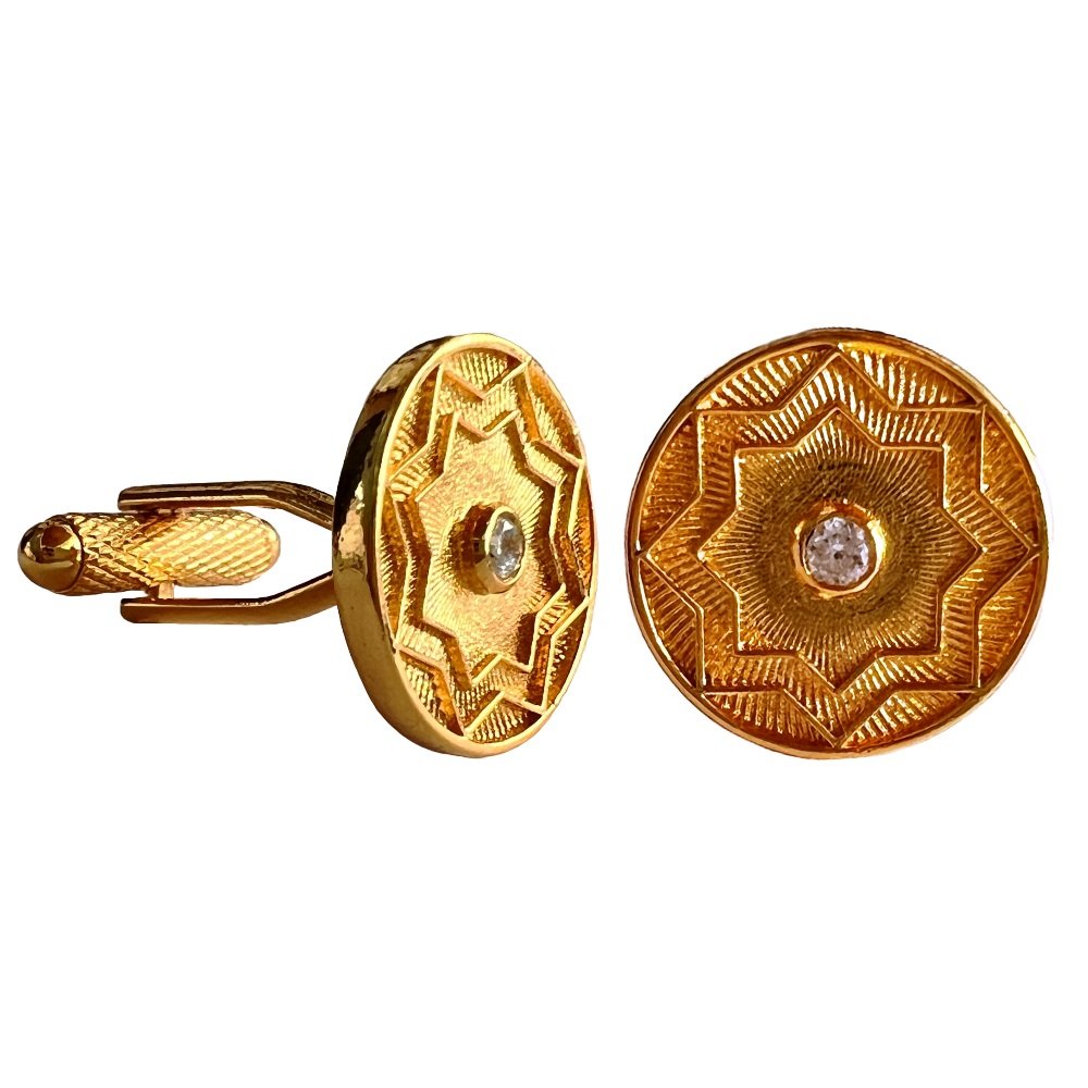 S1006 (1) Celestial Radiance Golden Cufflinks - Image 1