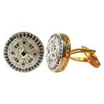 Designer Two Tone Sapphire & Diamond Cufflinks - Image 3